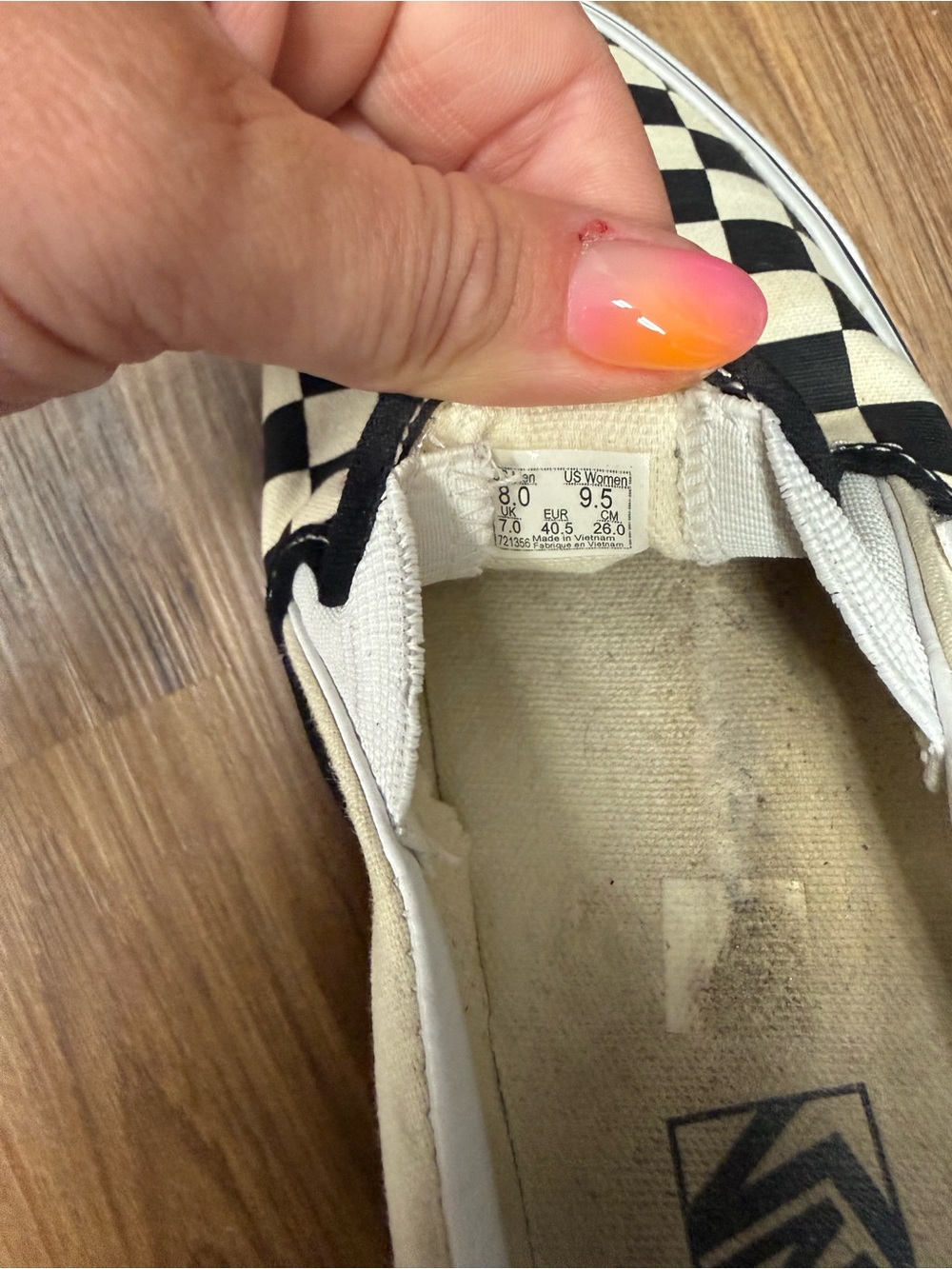 Vans Slip-On Checkerboard Canvas Sneakers - Black & White Platform Size 9.5 Wome - Picture 4 of 4
